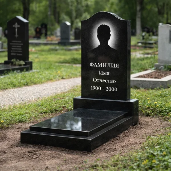 Вертикальный памятник волна GDV3 Вертикальный прямоугольный памятник из гранита габбро диабаз комплект с тумбой